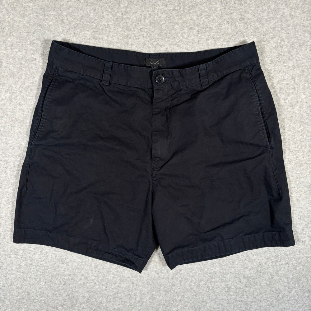 COS Chino Shorts Mens 34R 6" Inseam Black Cotton Casual Summer Flat Front
